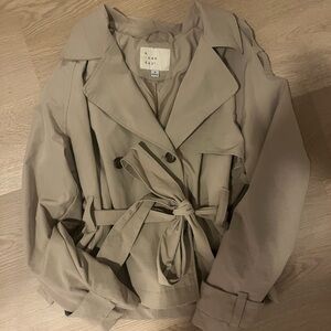 a new day Taupe Double-Breasted Trench Coat
